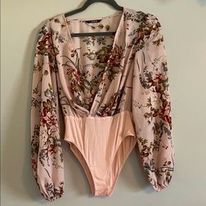 Pink Sheer Floral Bodysuit